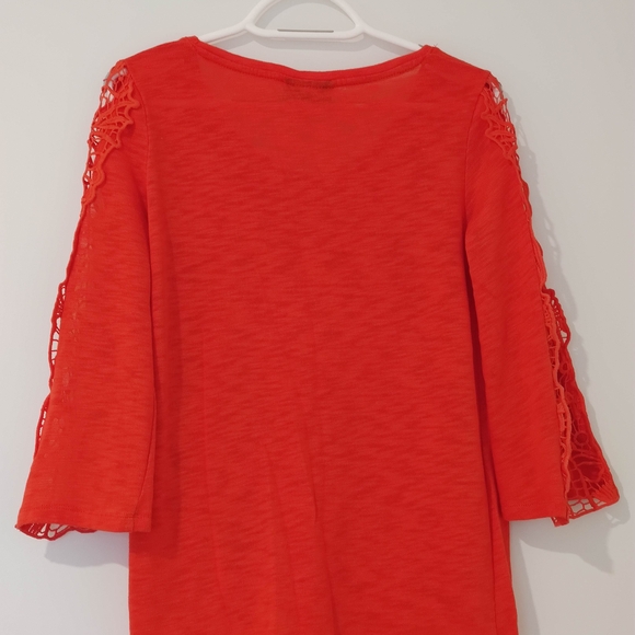 Women's Orange Lace Sleeve Top (36) - Picture 3 of 3
